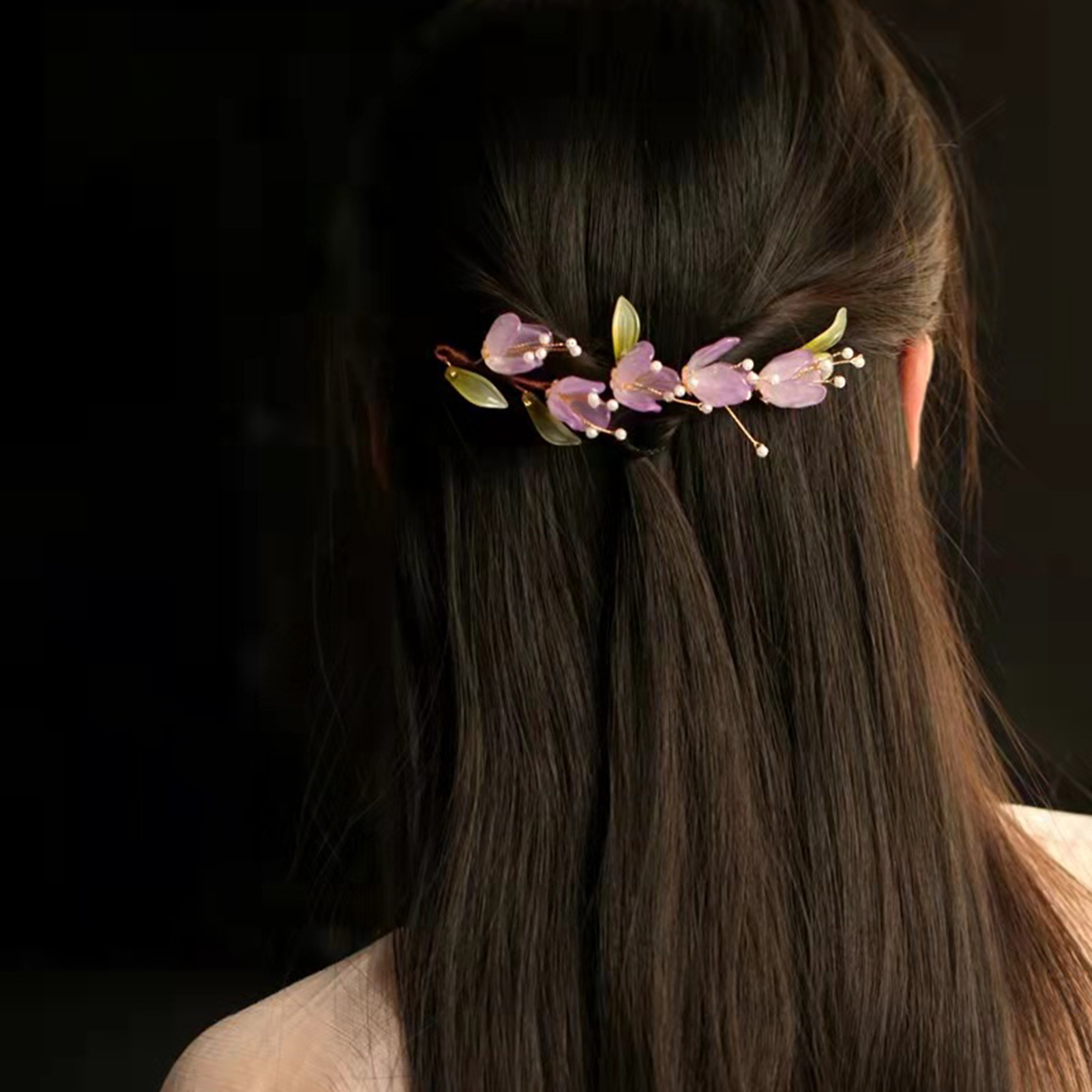 Haarclips in etnische stijl Chinese haaraccessoires Purple Peach Blossom Haarspeld Zijpen Vintage bloemenbruiletten Haar sieraden