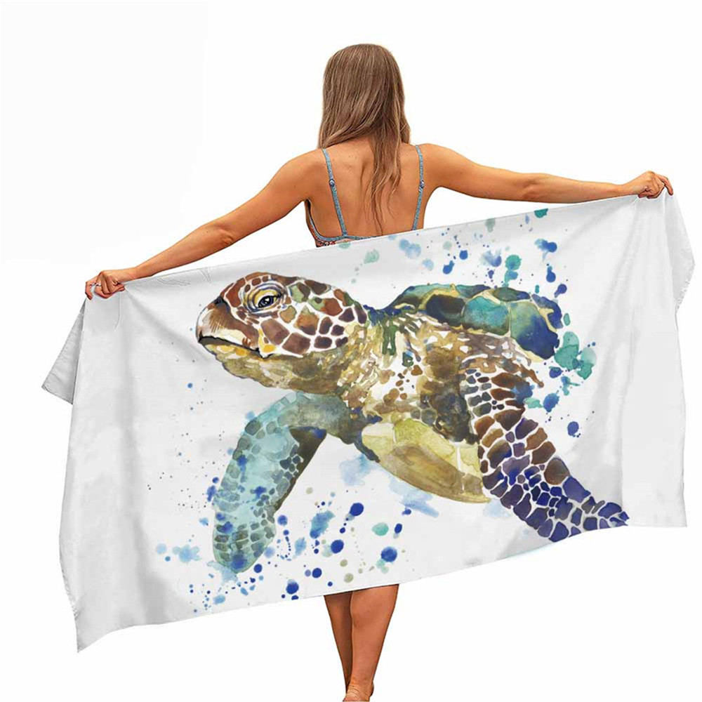 Marine Life Beach serviette microfibre piscine portable rapide rapide sable sec et sable de voyage extérieur de voyage couverture de yoga de yoga décor intérieur femme hommes hommes