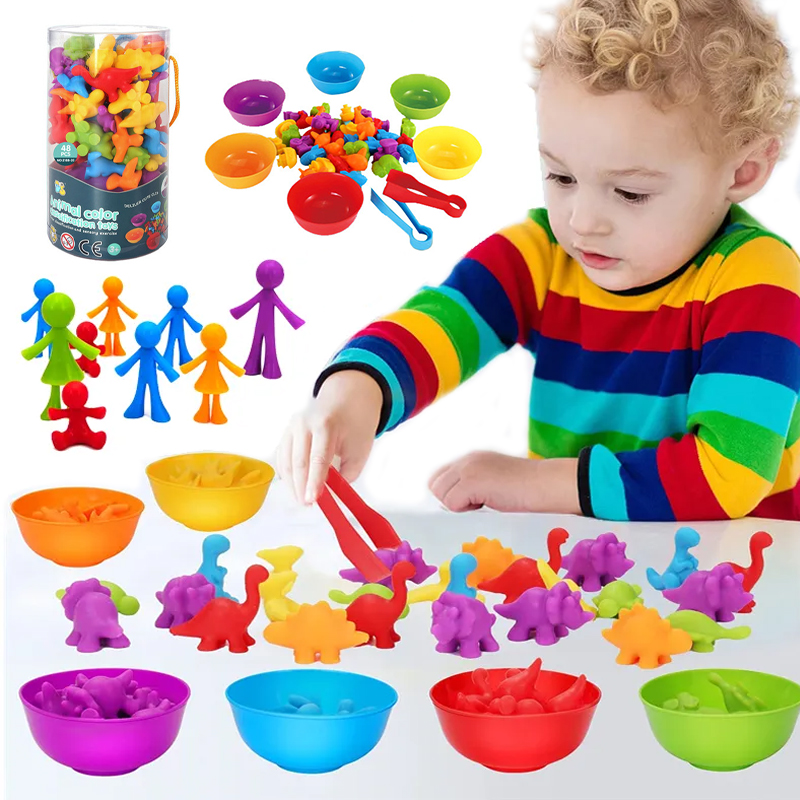 Kinder Farbart Sensorisches Mathematikspielzeug zählen Spiel Feinmotor Fähigkeiten Regenbogen farbenfrohe Tier Baby Kind Montessori frühe Bildung