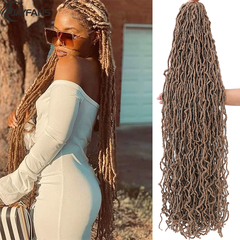 Super Long Faux locs virka 36 tum ombre blond gröna faux locs virkning hår ingefära kungblå mjuka faux lås virkade flätor