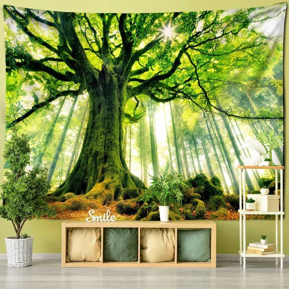 Groen Tapestry Tapestries Forest Tropical Rainforest Muur Hangende natuurlijke landschappen Achtergrond Home Room Woonkamer Esthetiek Decoraties R0411