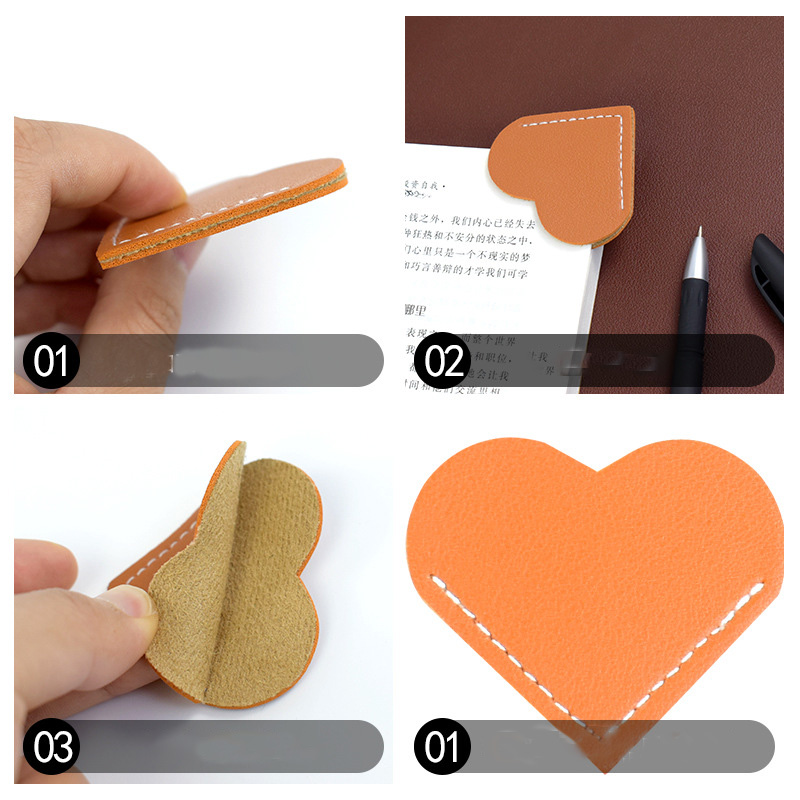 Любовь в форме закладки Creative Pu кожаная книга Mini Page Clip Portable Book Corner Protector Clip