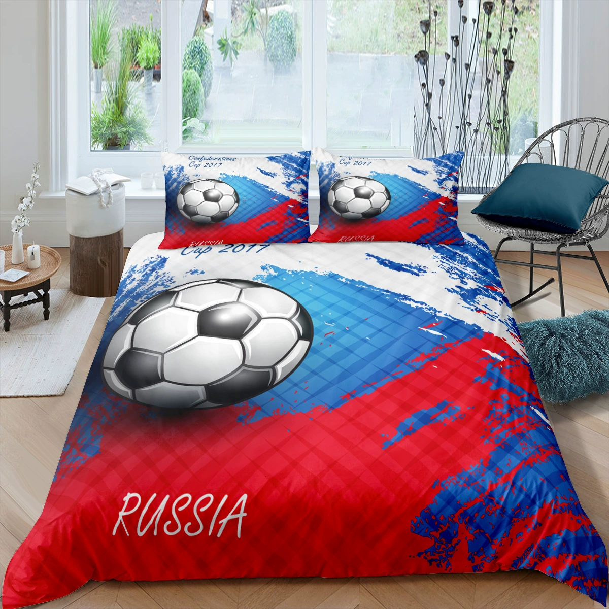 Футбольный футбол 3D Bedding Set Set Ball Game Game Cover Cover Polyester Cover Single Double Twin Queen King Gift для мальчиков -детей