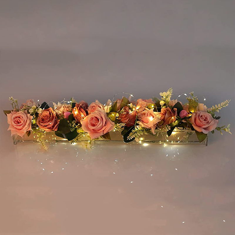 Bloemvaas Duidelijke acryl Lange rechthoekige bloemenarrangementen Decoratieve middelpunt Box voor eettafel Home Decor Wedding