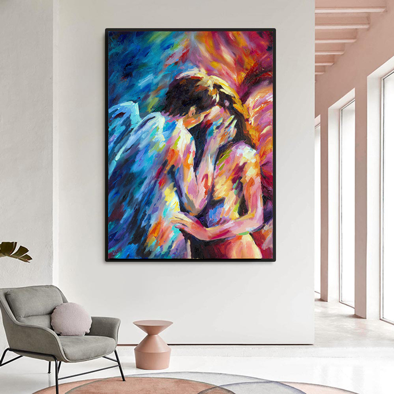 Sexy Nude Painting Couple Kissing Poster Home Wall Picture Prints Canvas Painting Sensual Woman Wall Art for Living Room Decor