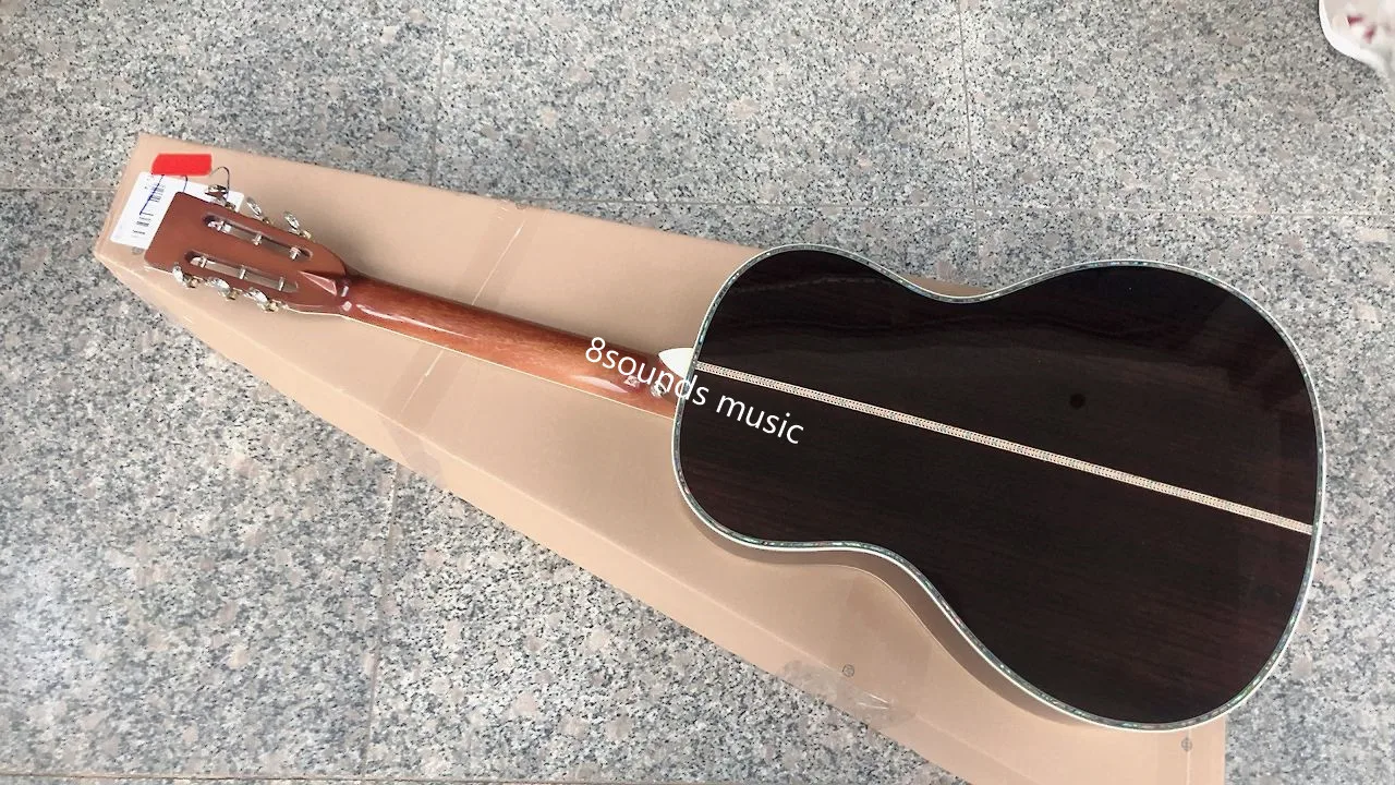 Cables professional custom guitar O parlor body ebony fretboard abalone inlay child guitar solid top slot girl guitar