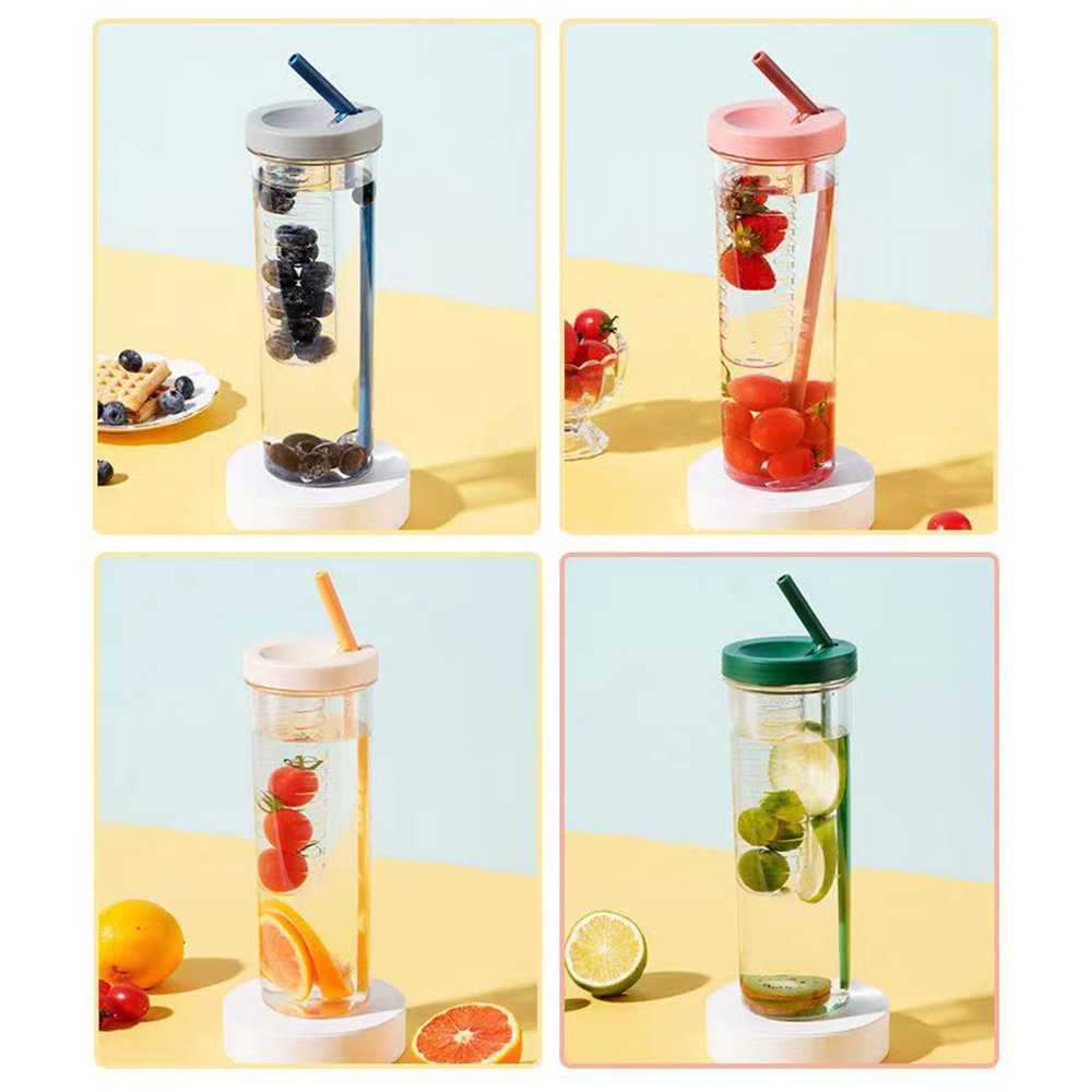 Bottiglia d'acqua filtri di frutta creativa con paglia di plastica in plastica in plastica la tazza di succo di succo di bevande sportive bevande sportive
