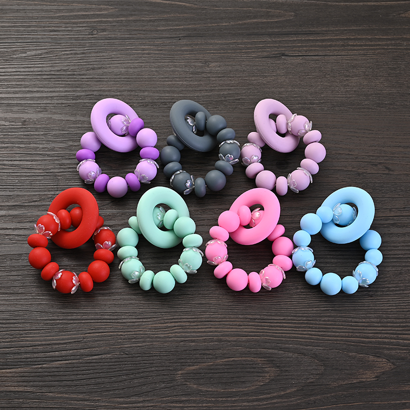 1 pezzi colorati perle rotonde in silicone giocattoli bracciale bambini teethering anello ciondolo un regalo giocattolo che mastica bambini