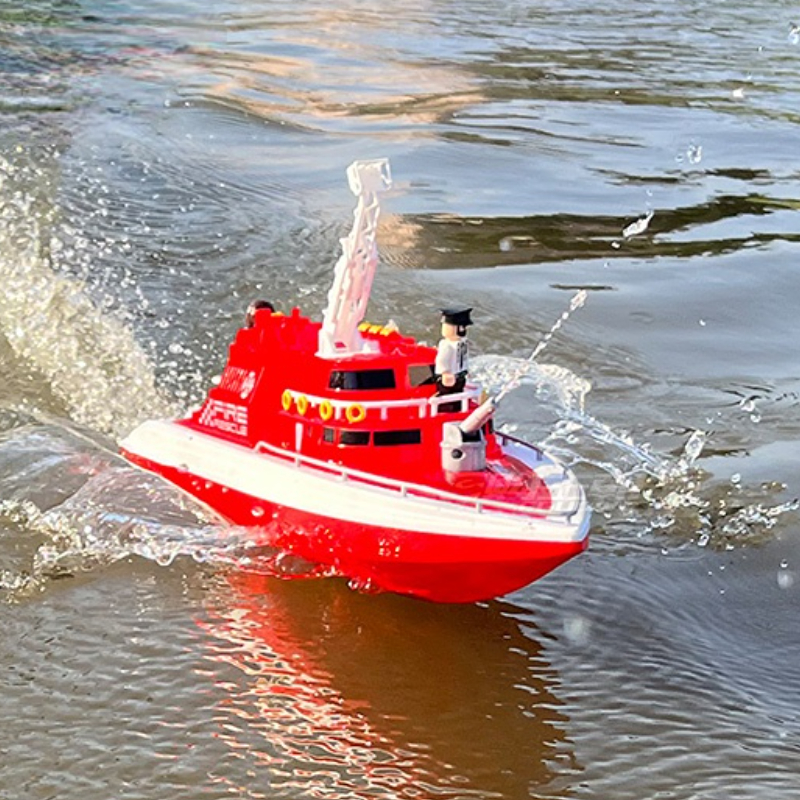 RC Fire Boat Water Spray Laying High Speed Boat Kids Boy Water Electric Toys Ship Model