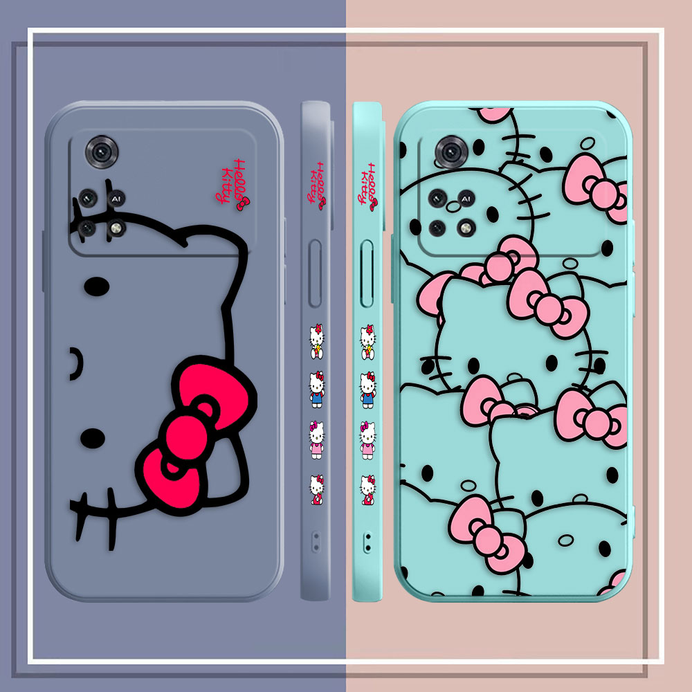 Hello Hello K-Kitty Line Cat Cas pour Xiaomi PCOO F3 M3 X2 X3 M4 A2 6X 8 CC9 CC9E MIX 2 2S 3 4 Black Shark 3 4 GT Pro 4G 5G CASE