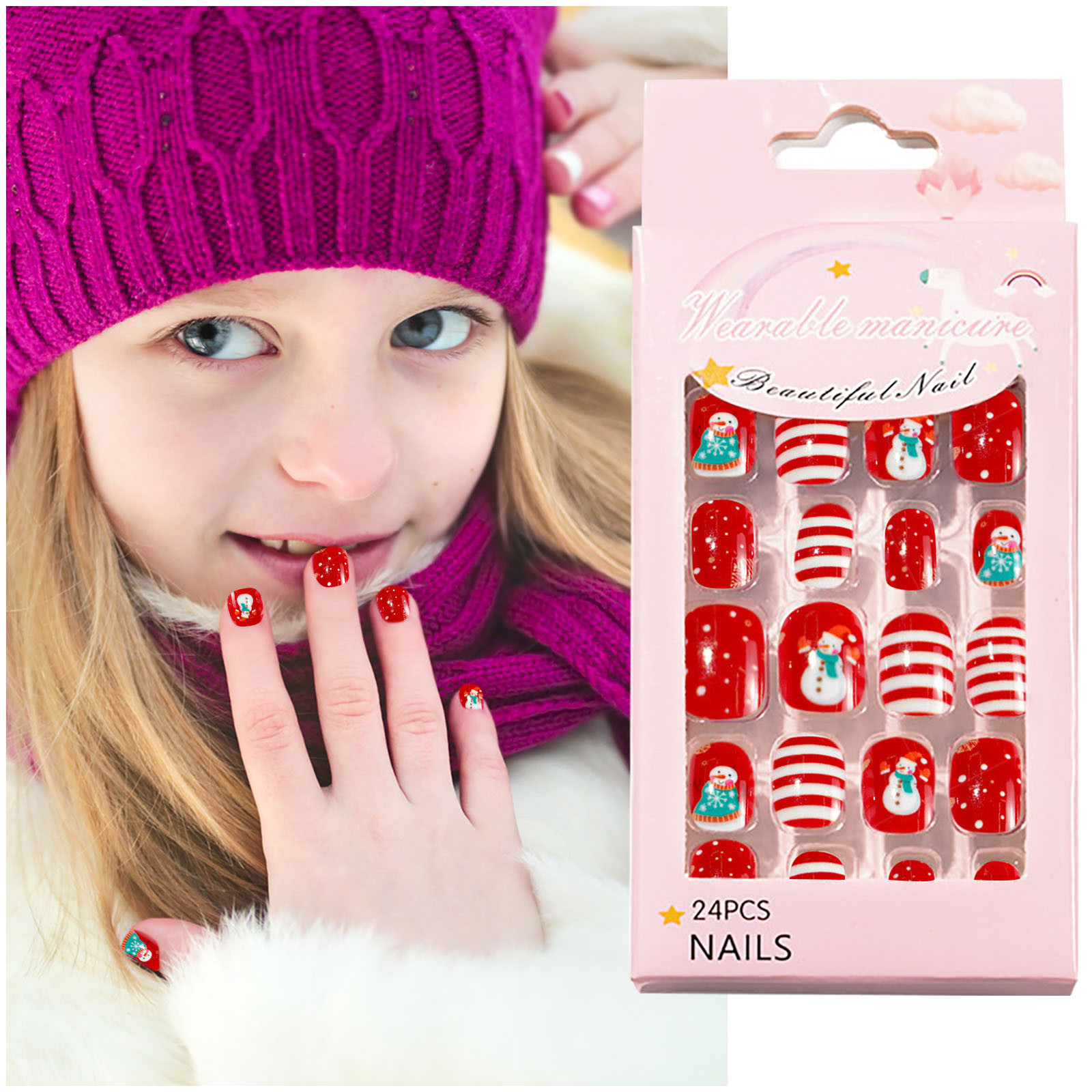 A Christmas in Nail Nail Patch Cute Pack Wearable Patch Children's Nail Children's Nail Stickers voor meisjes van 5 jaar