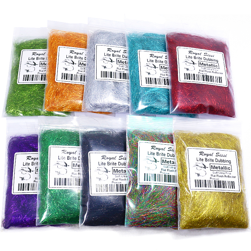 Jujufly 1pack Metallic Ultra Fine Tinsel Fiber Synthetic Fly Dub Lite Brite Universal Dubbing Trout Fly Tying Materials