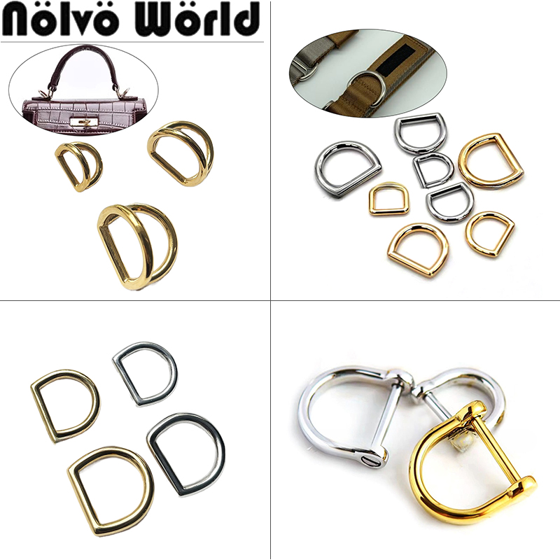 10-12-14-16-17MM Metal D Ring Buckle For Bags Belt Keychain Double D Ring Screw Clasp Hook Horse Shoes Buckle Hanger Accessories