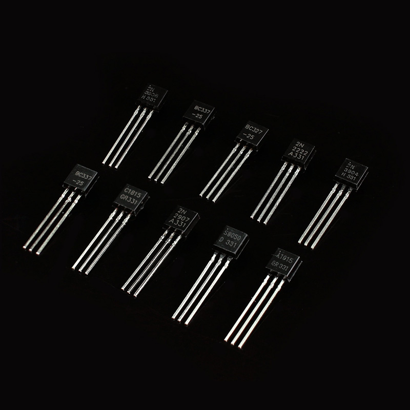 Assorted Kit of TO-92 транзисторов: NPN и PNP, 10 значений: BC337 BC327 2N2222 2N2907 2N3906 S8050 S8550 A1015 C1815