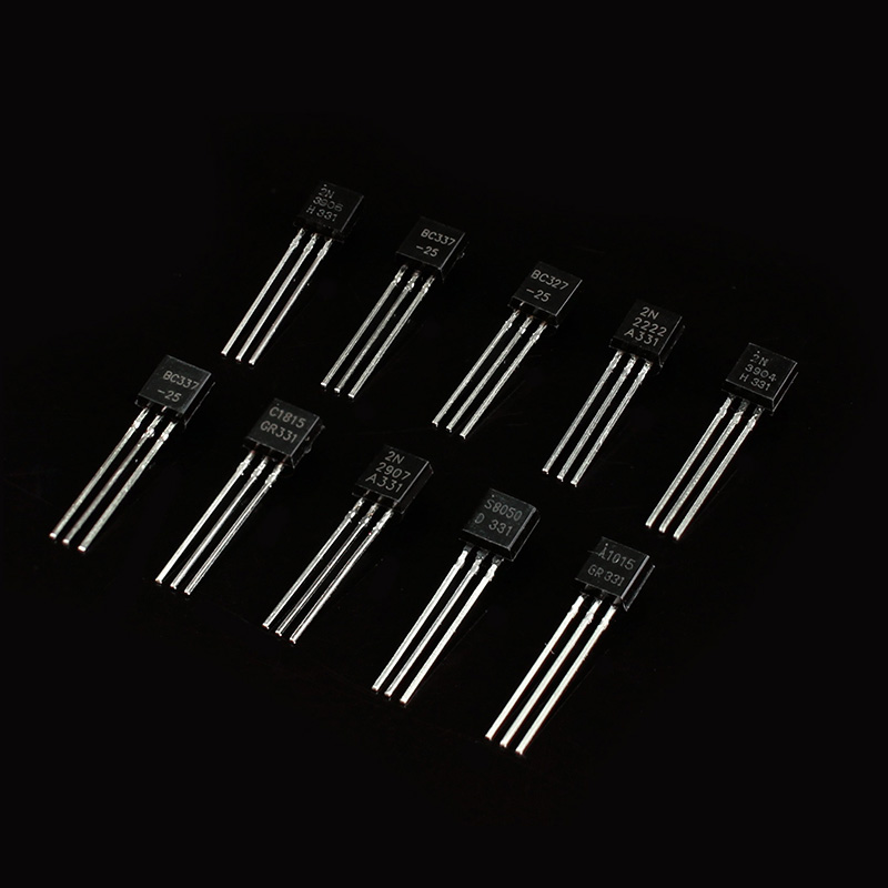 / set Kit assorti de transistors TO-92: NPN et PNP, 10 valeurs: BC337 BC327 2N2222 2N2907 2N3906 S8050 S8550 A1015 C1815