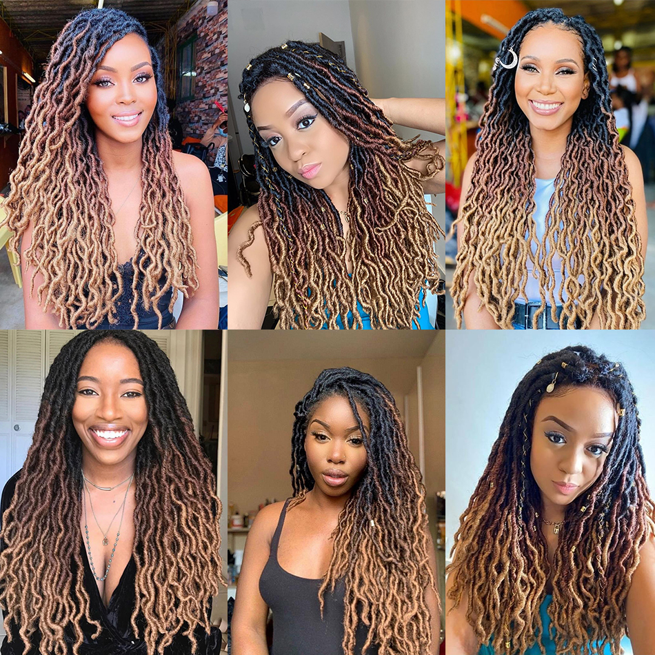 Gypsy Locs Crochet Bails Hair Soft Faux Locs Cabelos sintéticos 24 fios/embalagem 18 polegadas Curoly Dreadlocks Cabelo para mulheres