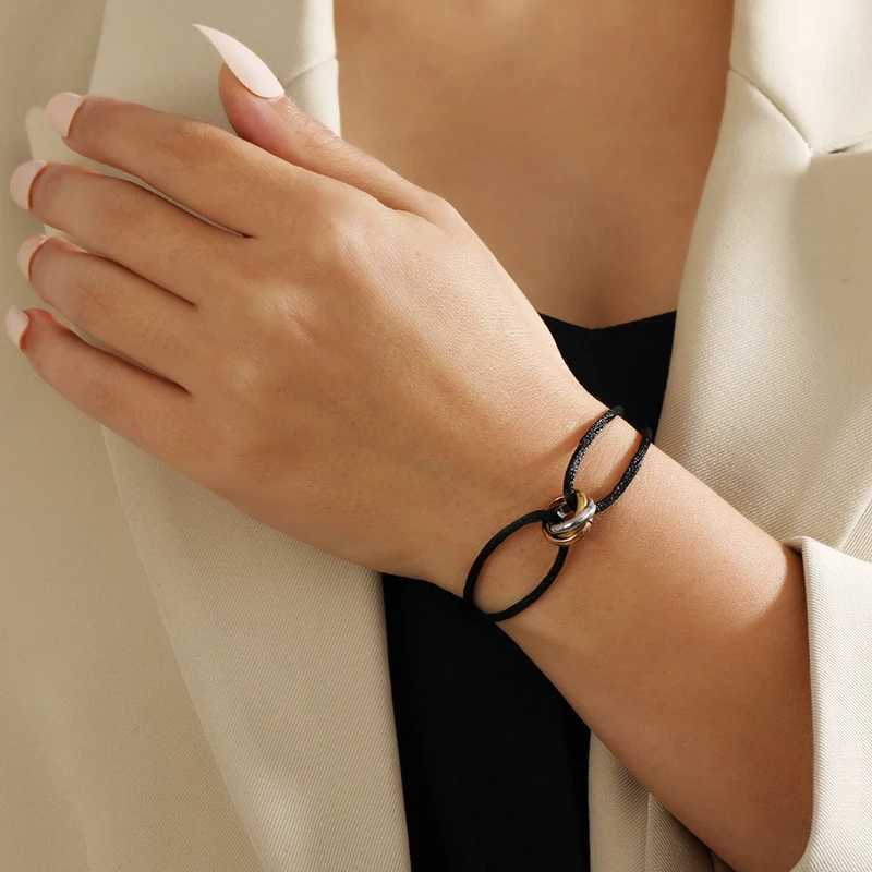Bangle eenvoudige mode unisex armband 3 metalen gesp handketen verstelbare herentouwarmband voor vrouwelijke sieradencadeaus 24411
