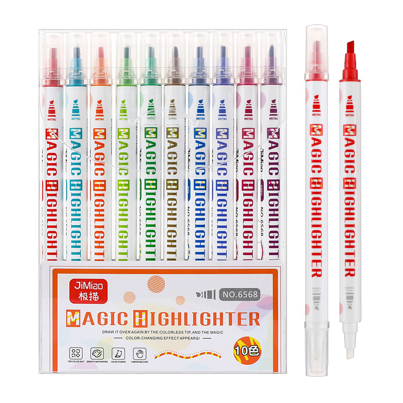 6/10/Double Head Magic Highlighter Fluorescent Marker Pen Set Color Changing Paint Pen Drawing Tool School Stationer