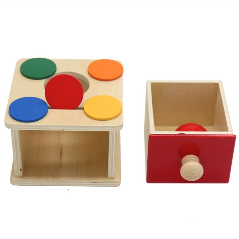 Baby Montessori Spielzeug Holzmünze Einsatz Schublade Sensorische Lernkiste Bildungsfeinmotor Fähigkeit Holzkiste für Kleinkind