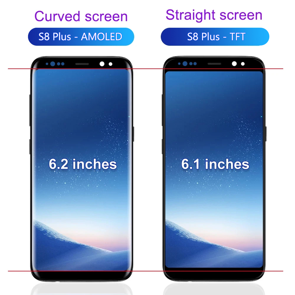 TFT di alta qualità Samsung S8 Plus G955 G955F LCD Visualizza touchscreen con telaio, S8+ Sostituzione del display