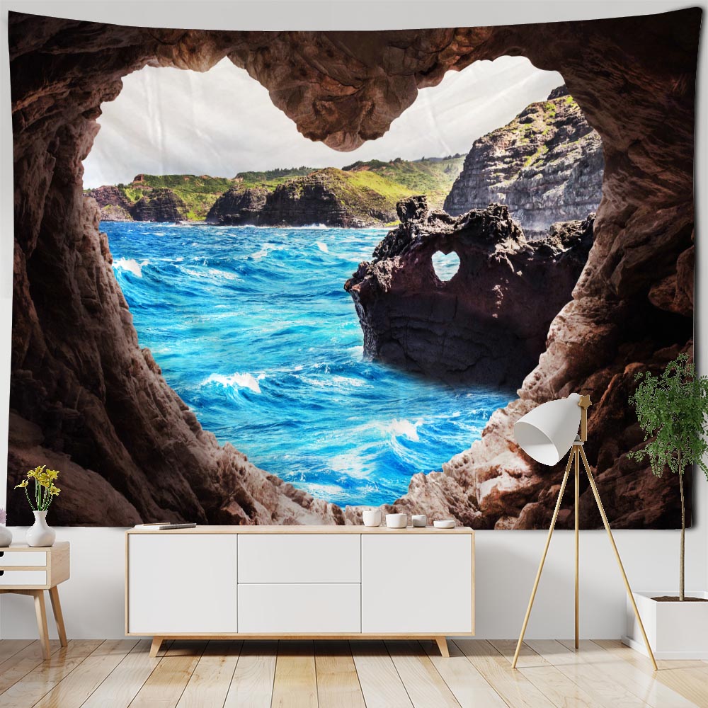 Морский кокосовый пейзажный принт гобелен домашний фоновый фон ткань хиппи одеяло с богемной комнатой арт деко -кровать йога пляжный коврик пляж