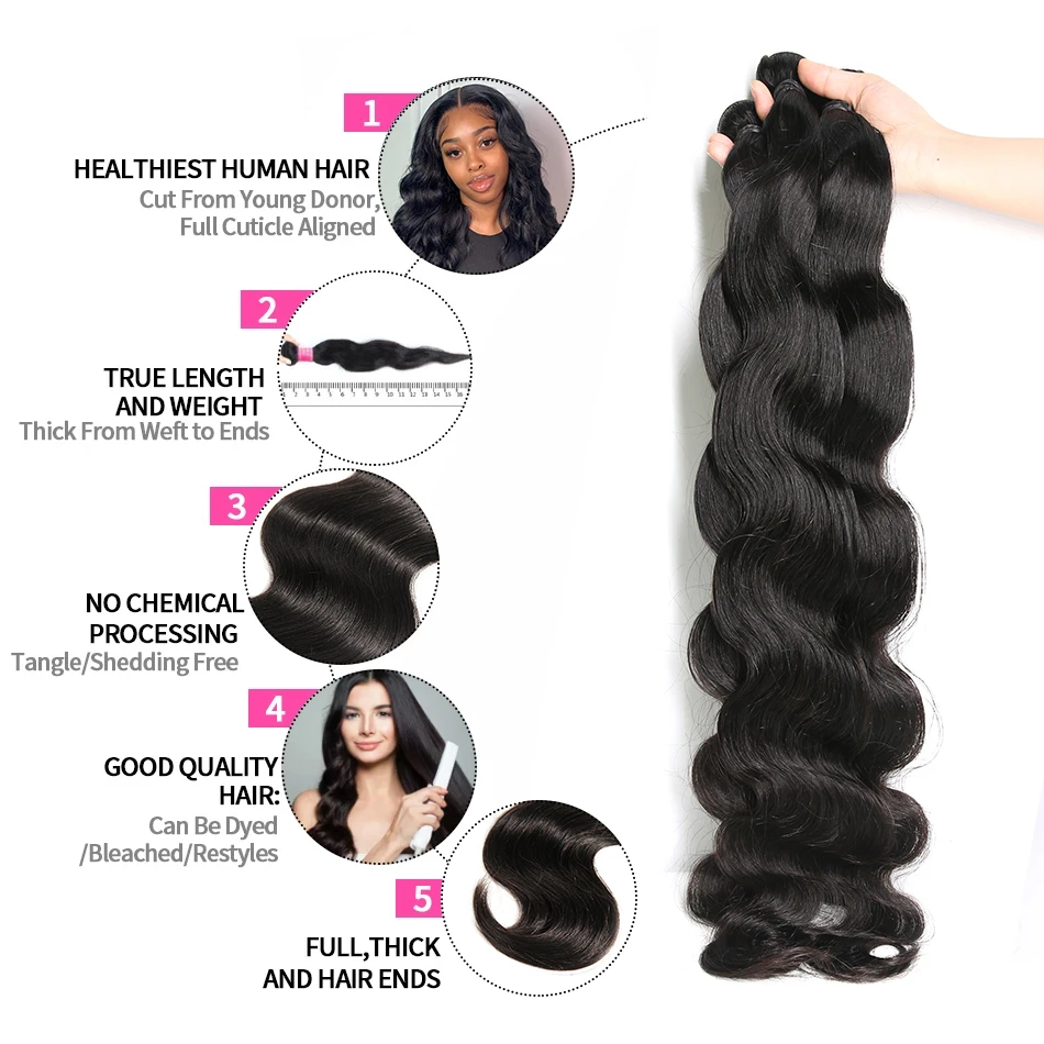 Brazilian Hair Weave Bundles Loose Body Wave Unprocessed 8-36 inch 1 Bundles Remy Human Hair Bundles Raw Hair Extensions Tissage