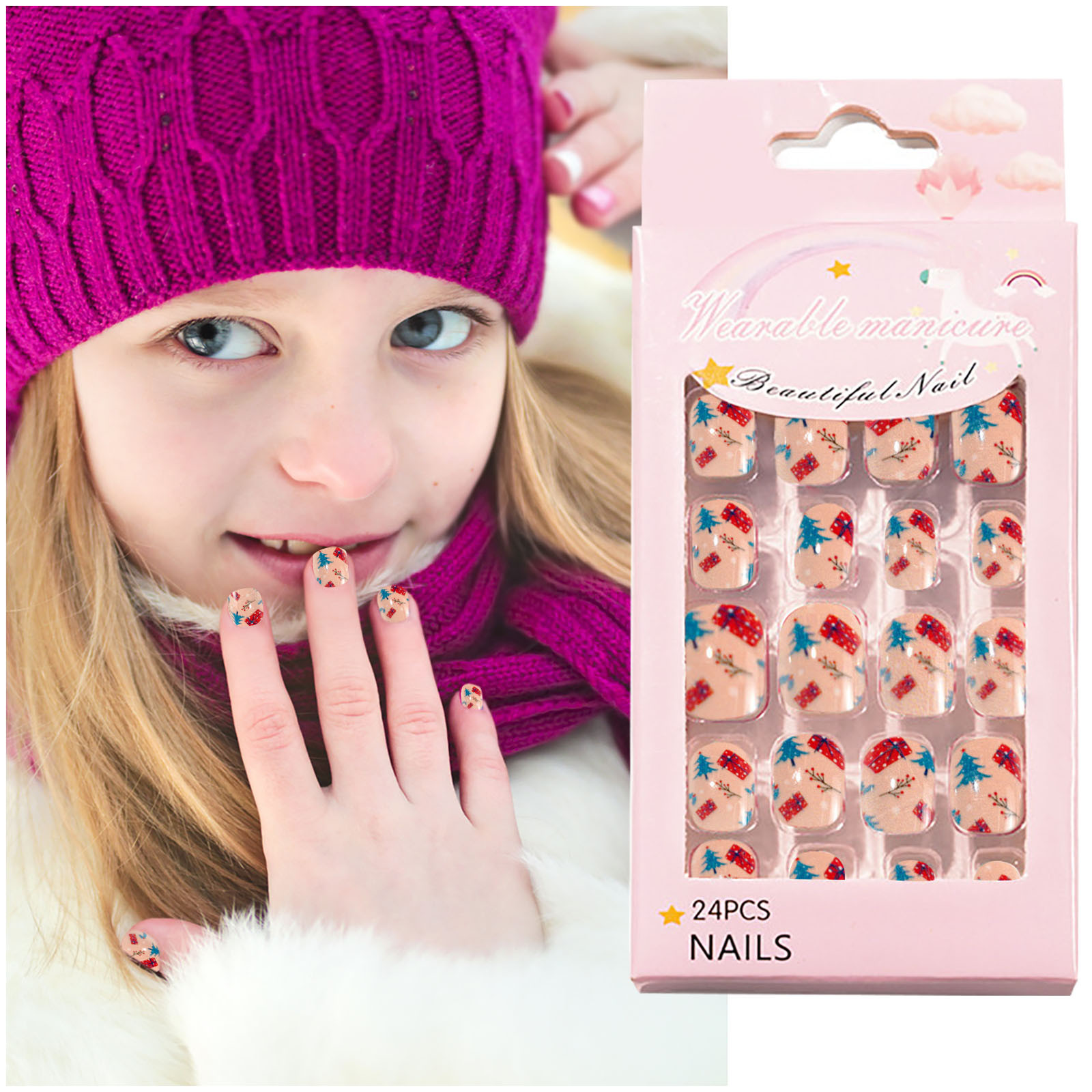 A Christmas in Nail Nail Patch Cute Pack Wearable Patch Children's Nail Children's Nail Stickers voor meisjes van 5 jaar