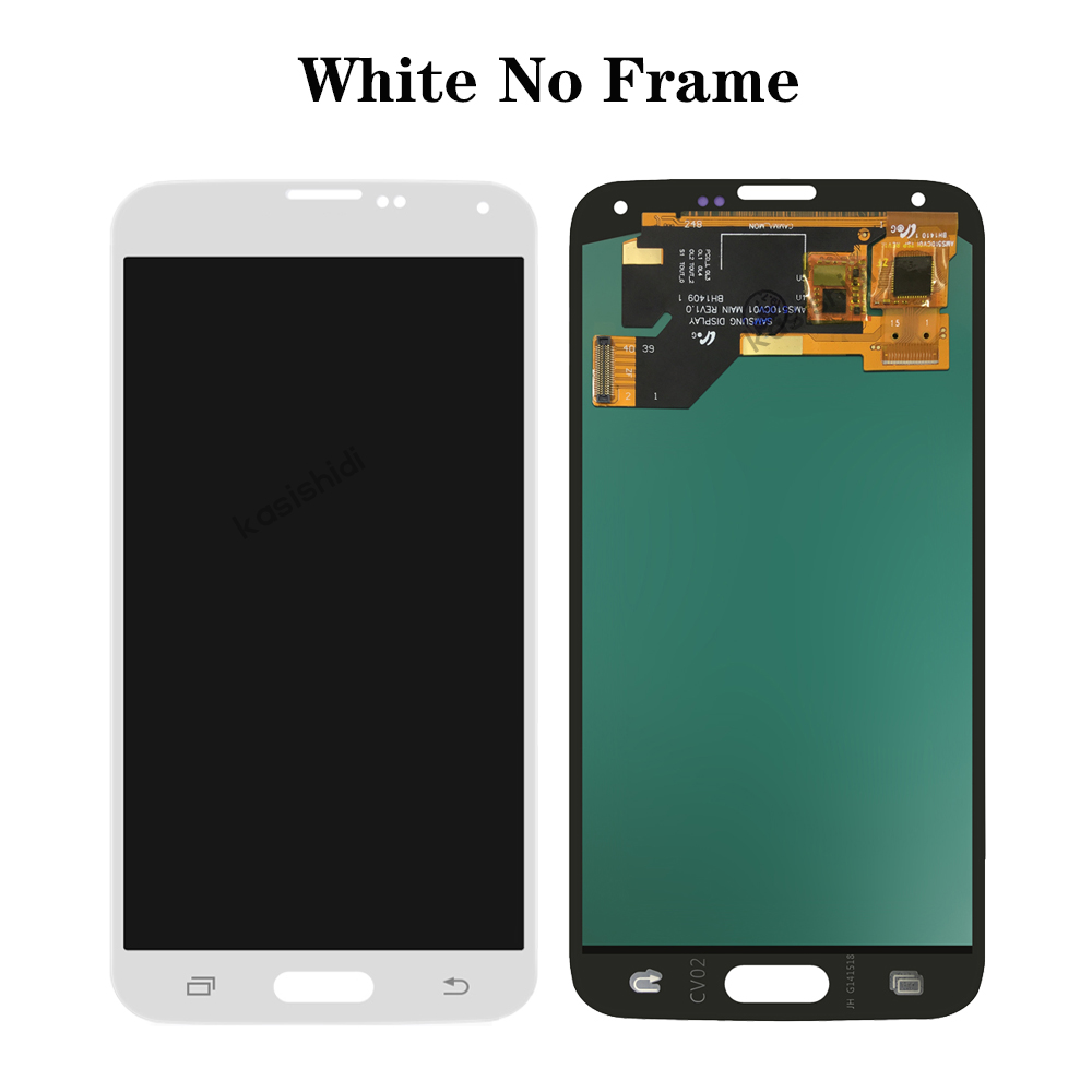 LCD Super AMOLED för Samsung Galaxy S5 I9600 G900 G900A G900F LCD Display Touch Screen Digitizer Assembly Replacement testad