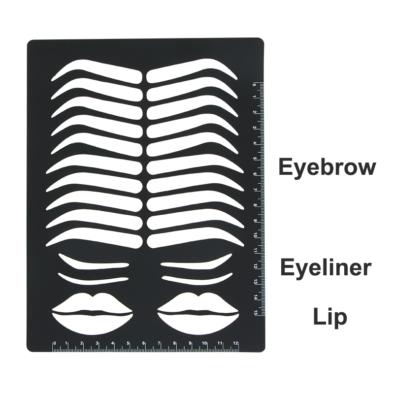 Pratique des sourcils réutilisable pochoir pour les sourcils Eyeliner Modèle de forme de maquillage permanent accessoires de formation en peau de tatouage