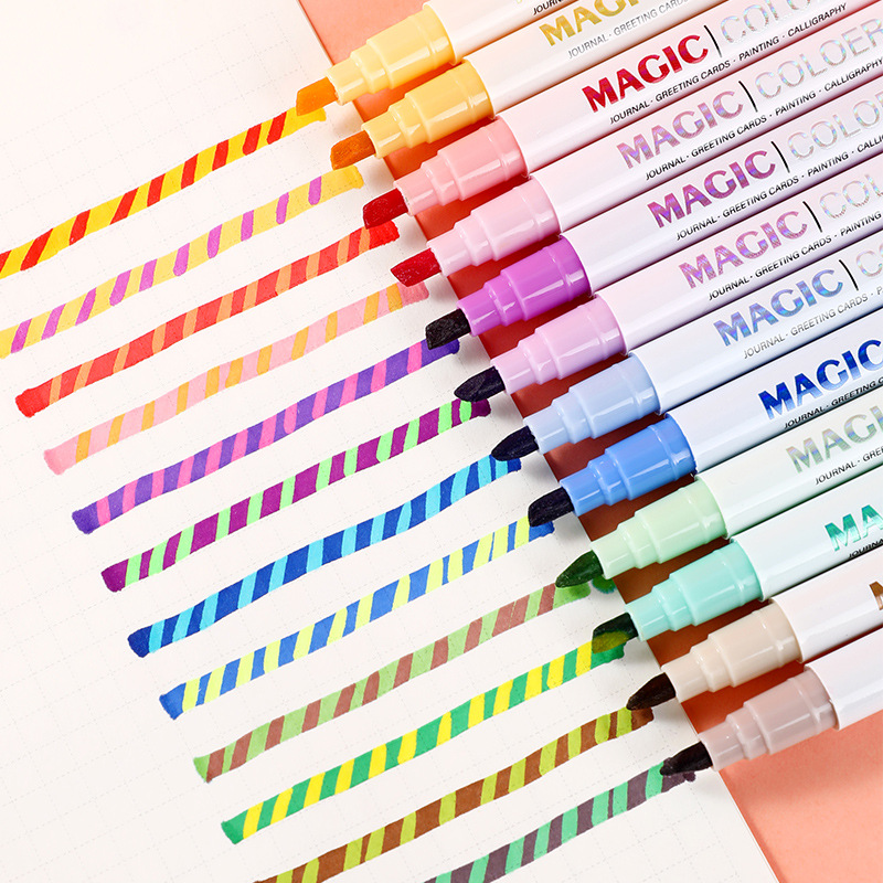 6/10/Double Head Magic Highlighter Fluorescent Marker Pen Set Color Changing Paint Pen Drawing Tool School Stationer