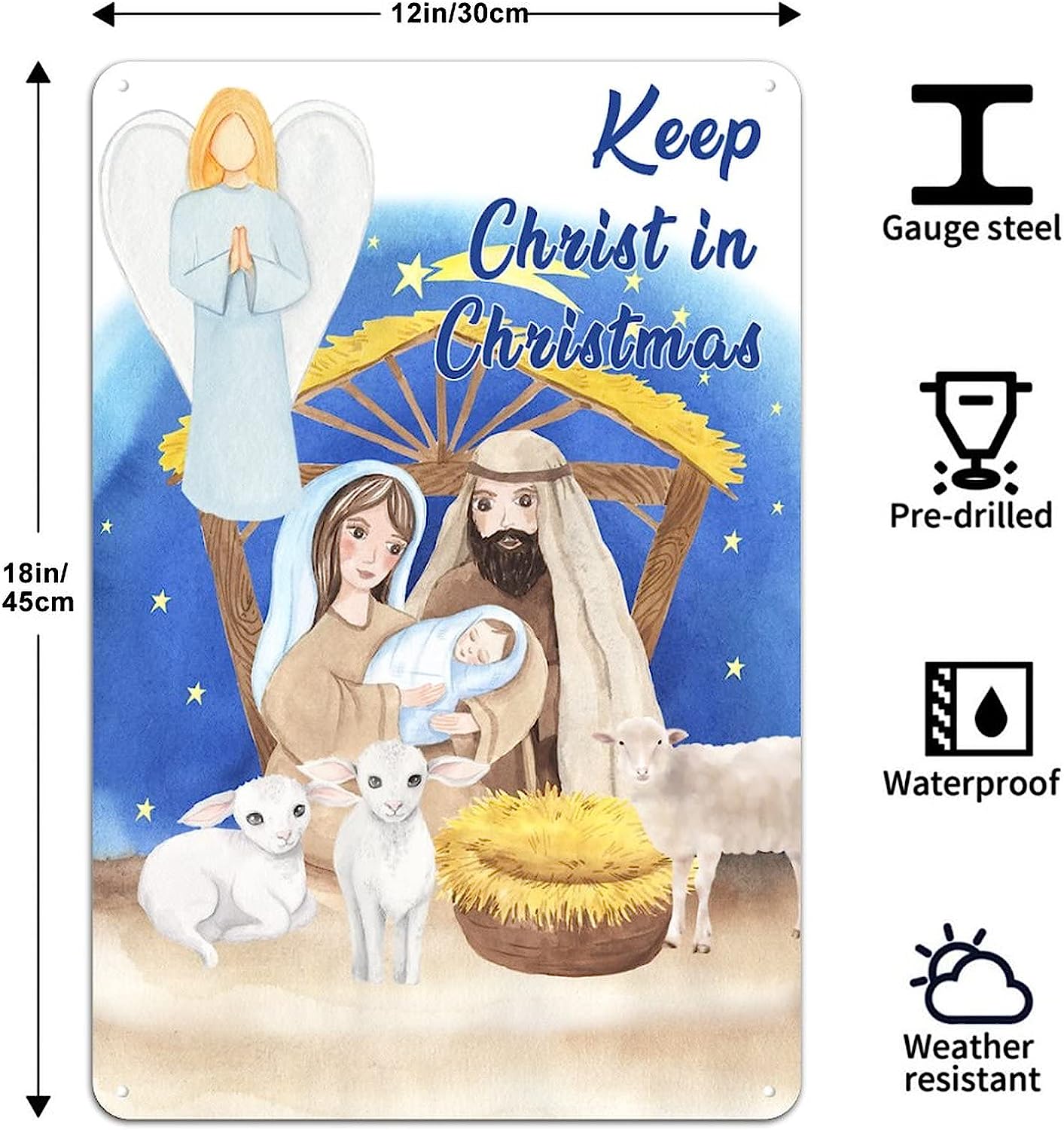 Signes de métal de Noël Religieux Nativité chrétienne Jésus Metal Tin Sign Poster Decorative Christian Quote Sign