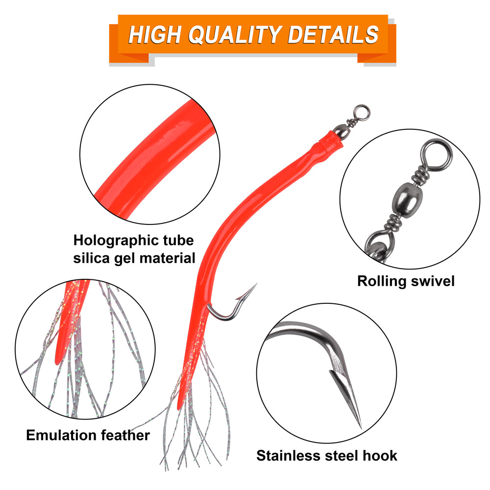 Eel Fishing Hooks Çizgili Bas Tüp Aydınlık Eel Yemleri Uzun Şafak Ofset Balık Kancası Offshore Bas Cod Teaser Balıkçılık Yem