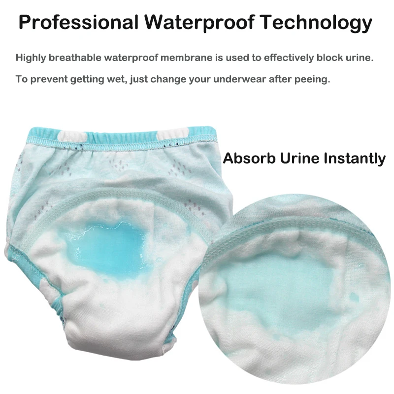 Trousers Waterproof Baby Cloth Diapers Reusable Washable Nappies Baby Diaper Pure Cotton 6 Layers Of Gauze Learning Training Pants
