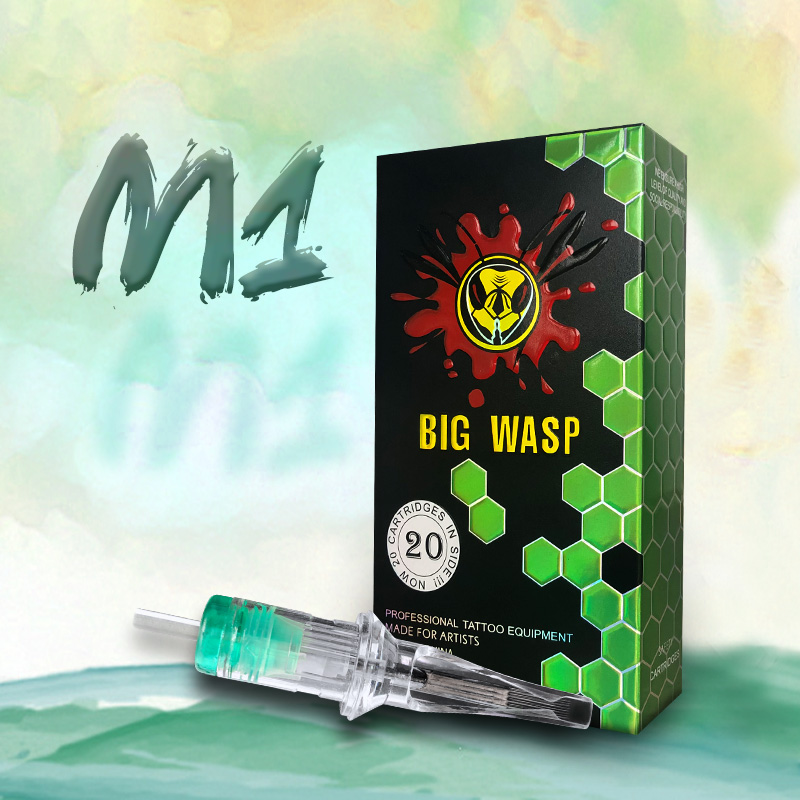 Bigwasp M1 Cartuchos de agulha de tatuagem 0,30/0,35 mm A agulhas texturizadas transparentes para máquinas de tatuagem de cartucho Grip /lote