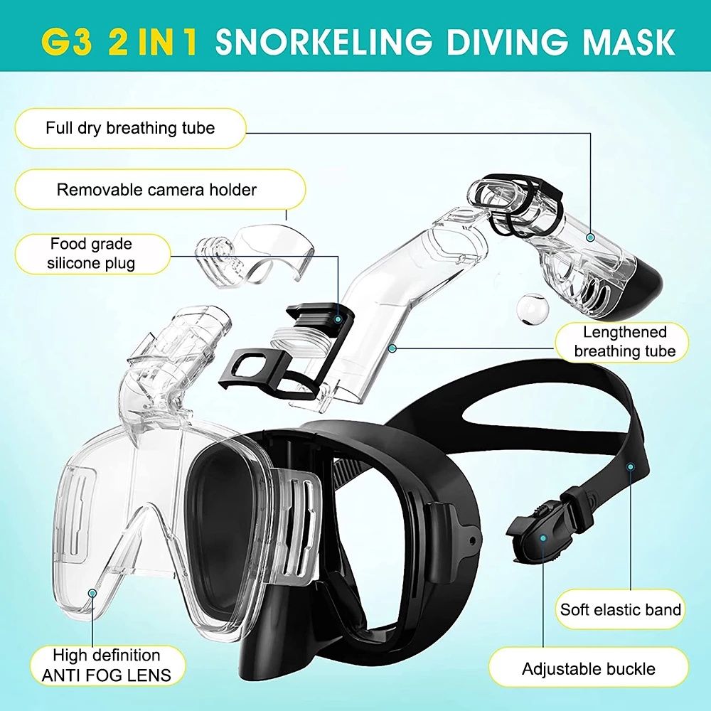 Acesso a água para adultskid Sistema seco de snorkeling Acessórios de natação Anti-Fog Máscara de mergulho óculos de mergulho óculos de mergulho
