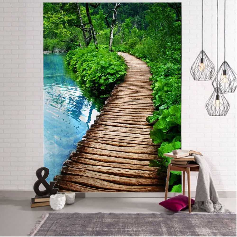 Forest Tapstries Tapestry Beach Wall Landscape suspendu Picnic Picnic Carpet Tente de camping Mat de couchage à la maison décor couvre-draps couvre-plaque R0411