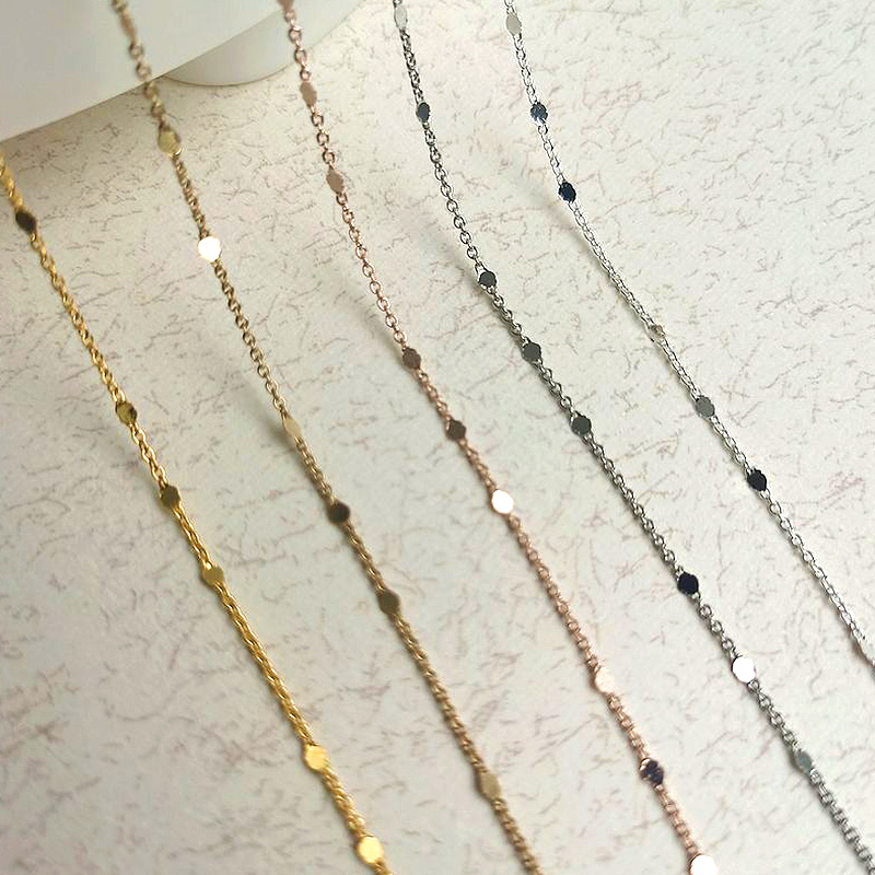 Collier de chaîne à paillettes 2Mètres Chaîne de couleur argenté Gold Couleur en métal Chaînes de câbles de cuivre Constructions bijoux de fabrication de composants artisanat bricolage