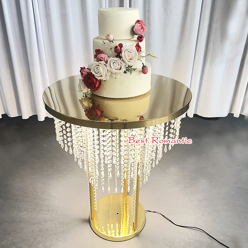 Elegance Luxury Wedding Acrylic Dessert Table Mirror Crystal Cake Stand Cupcake Food Floral Candy Bar Table Centerpiece