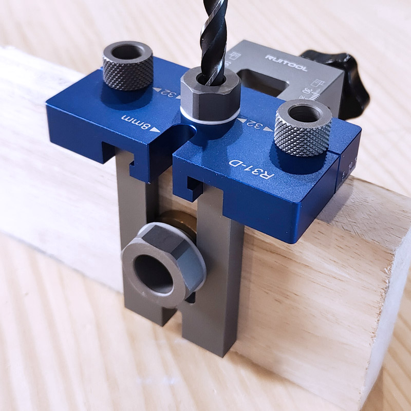 3 I 1 Dowel Jig Woodworking Drill Guide Justerbar aluminiumlegeringsfickhål Jig Kit för möbler Träkortskärning