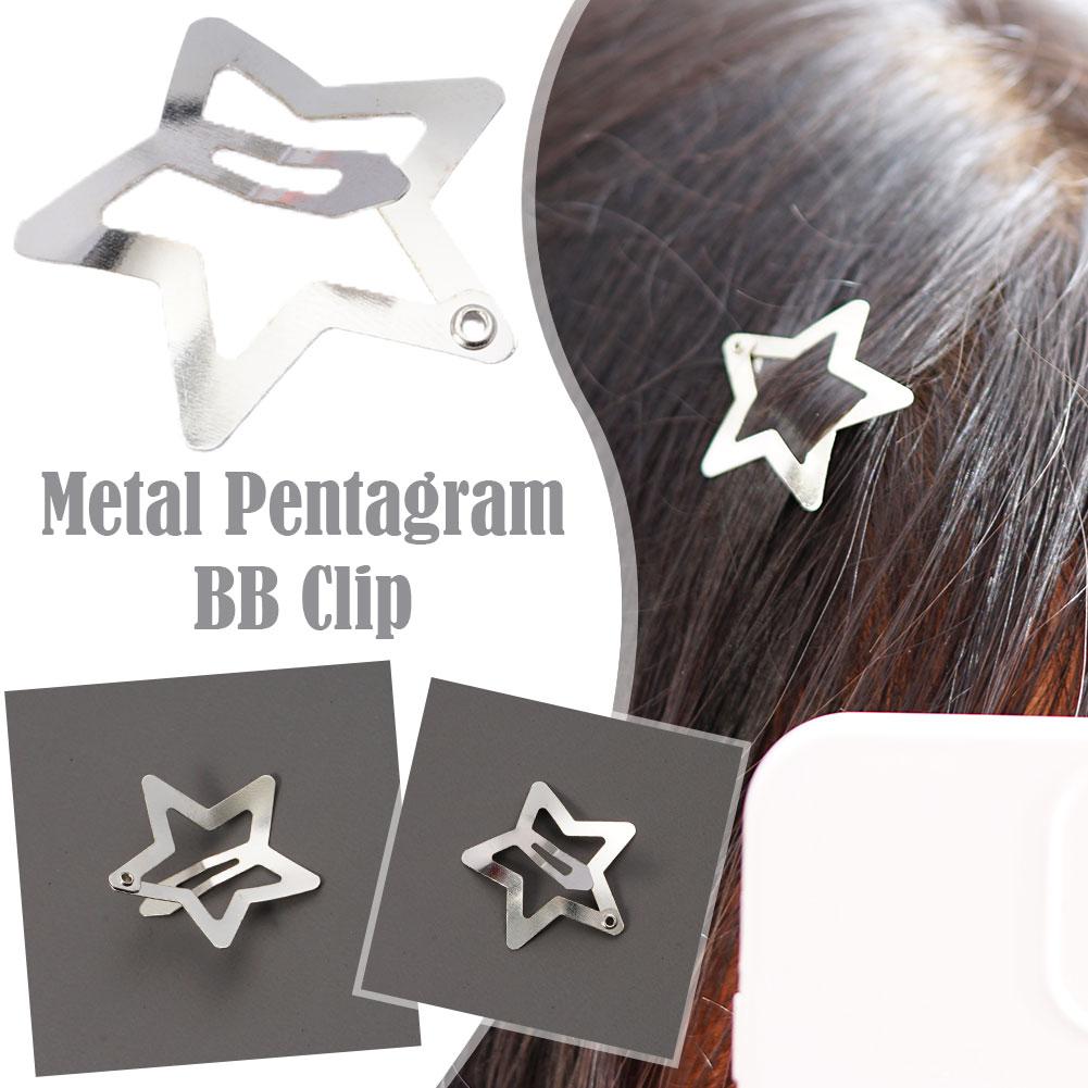 1/2/prata estrela bb Habelas de cabelo fofo mini metal snap clipe barrettes women women pentagram hairpin acessórios para cabelo