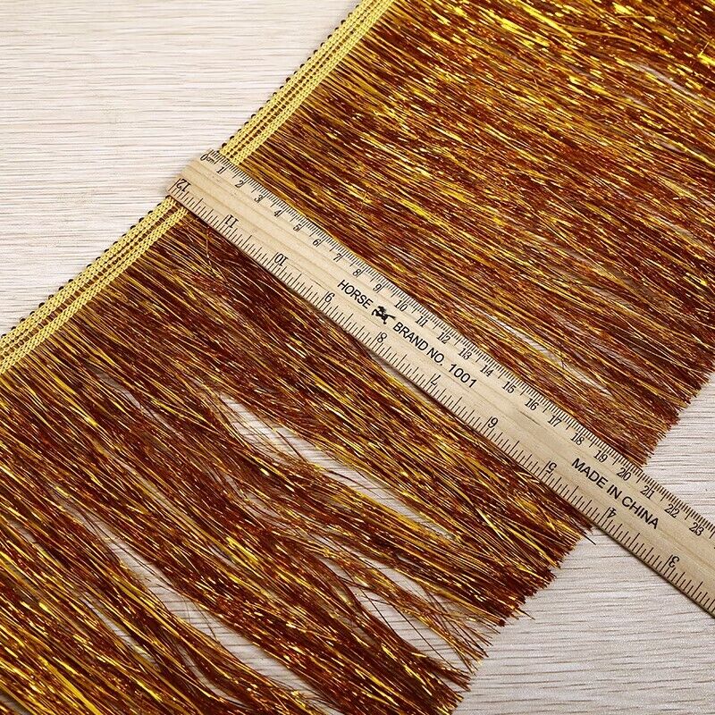 1Yard20CM Laser Gold&Silver Glitter Fringes Lace Trim Christmas Tassel For Latin Dance Costume Fringe Apparel Accessoires