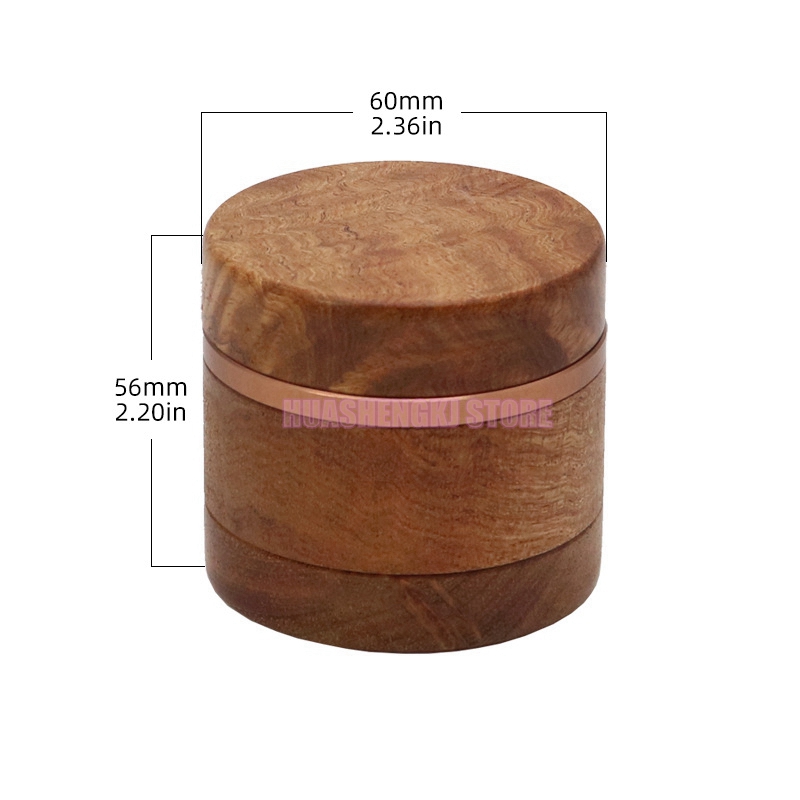 Natuurlijk hout roken kleurrijk aluminium 60 mm droog kruiden tabak draagbare maal kruid molenaar grinder breker slijpen gehakte hand muller sigaretten handpipes houder