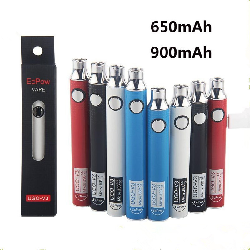 UGO V3 Bateria wstępna Bateria Vape Vape Pen Zmienne napięcie ECPOW UGO-V3 Baterie E Pary papierosowe Fabryka mikro USB Pakiet detaliczny