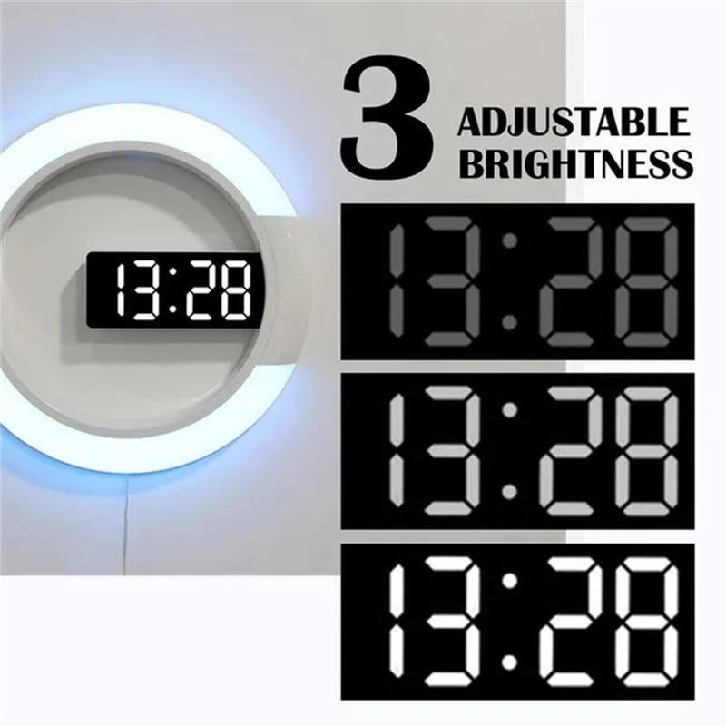 7 couleurs LED Corloges murales thermomètre à télécommande colorée Miroir à LED créatif Muroir mural horloge légère numérique Lumière Corloge intérieure DÉCOR