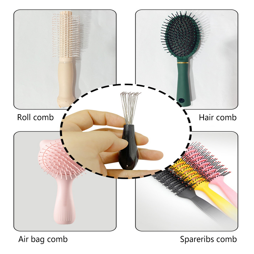 Plastique Clean pour les cheveux cassés Nettoyage Nettoyage Nettoyant Autochought Retour de brosse à cheveux Poignée outil de nettoyage intégré outil de nettoyage