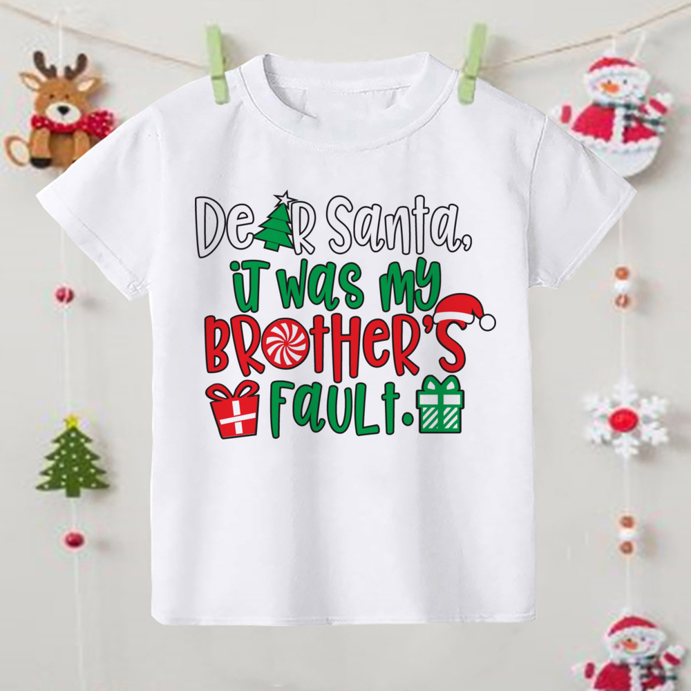 クリスマスチルドレンズTシャツクリスマスパーティーギフトボーイズガールズ兄弟兄弟Tシャツ服の服子供Tシャツかわいい短袖TOPS TEE