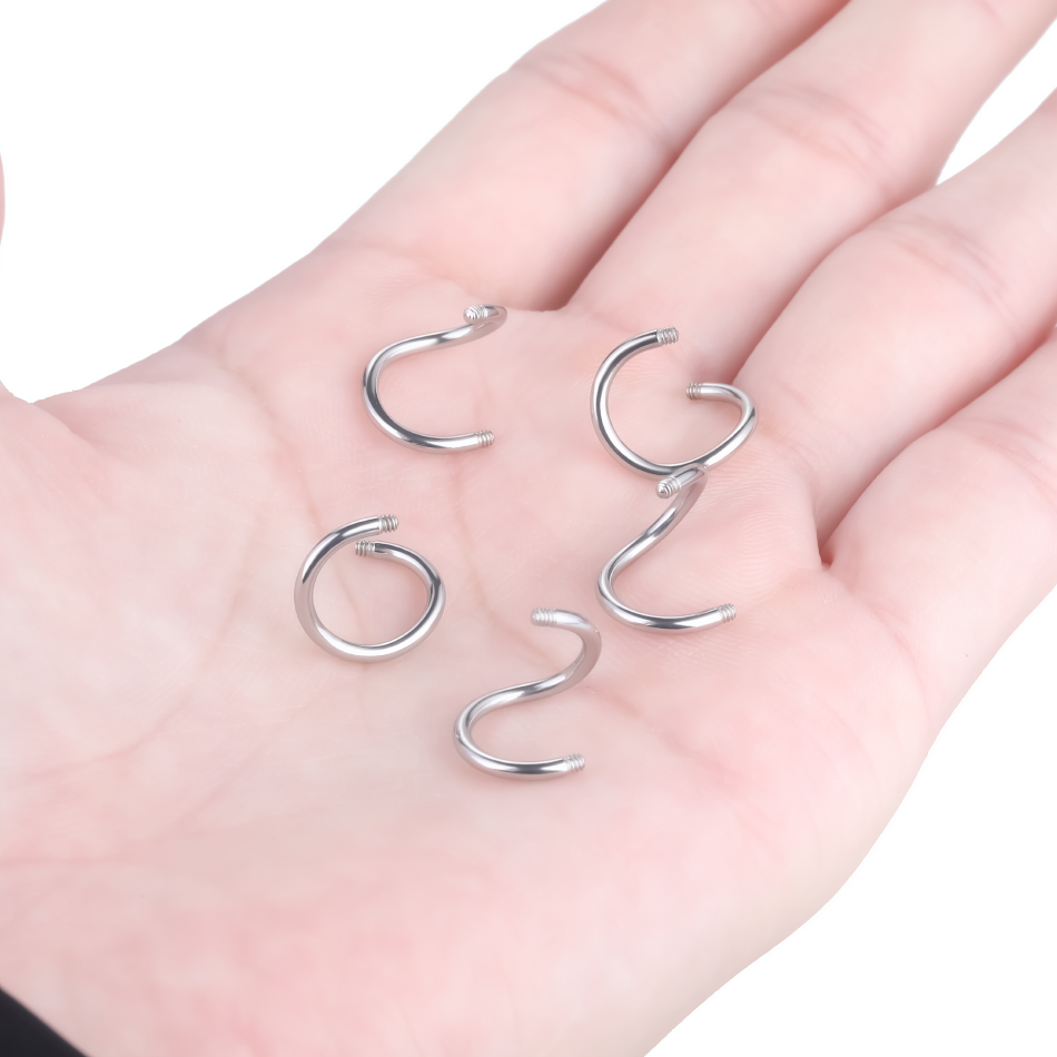 50 -stcsstaal 14 g spirst twist as vervanging piercings voor neus lip tong oorrang wenkbrauw piercings sieraden accessoires