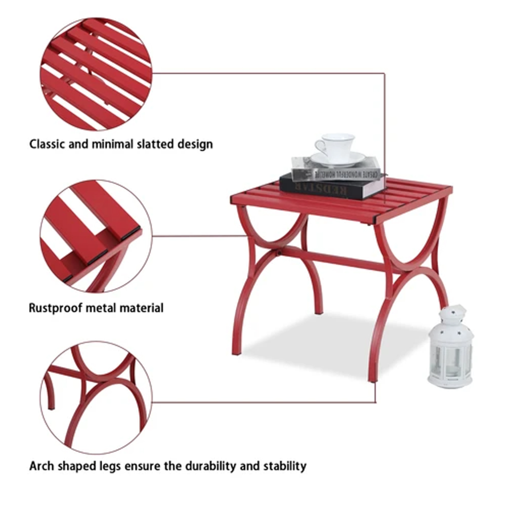 Mesas ao ar livre mesa lateral de metal, 18,10 x 17,70 x 17,50 polegadas