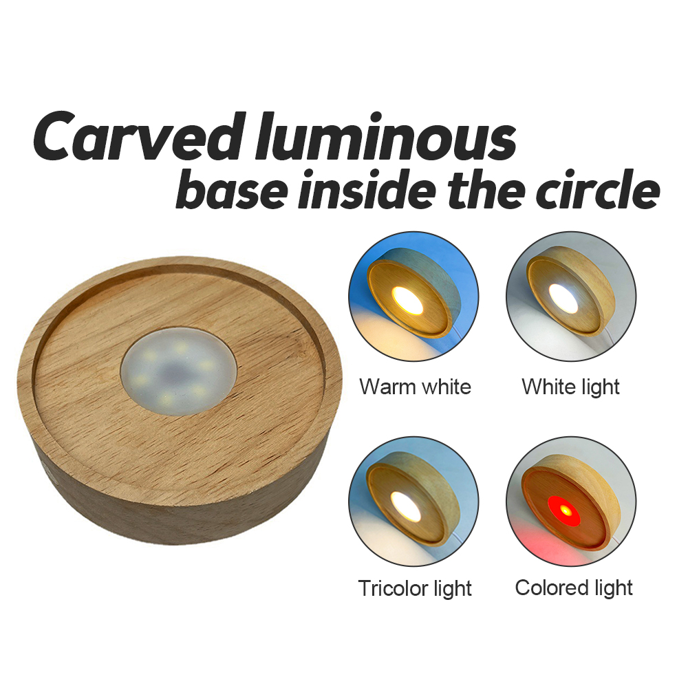 Base leve da base de madeira recarregável de madeira LED LIGHT ROTAÇÃO STAND STAND STAND LAMPER BASE ARNAMENTO DE ARNAM