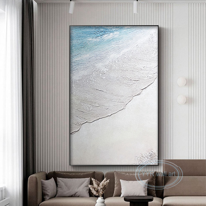 Indoor Decor Large Mural Pure Hand Drawn Oil Painting Abstract Beach Scenery Hanging Picture Wall Art Canvas Acrylic Home Poster